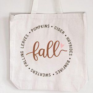 Cute Fall Season saying 12oz heavy canvas cotton tote bag.